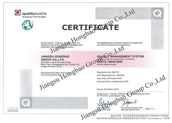 La CINA Jiangsu Hongbao Group Co., Ltd. Certificazioni
